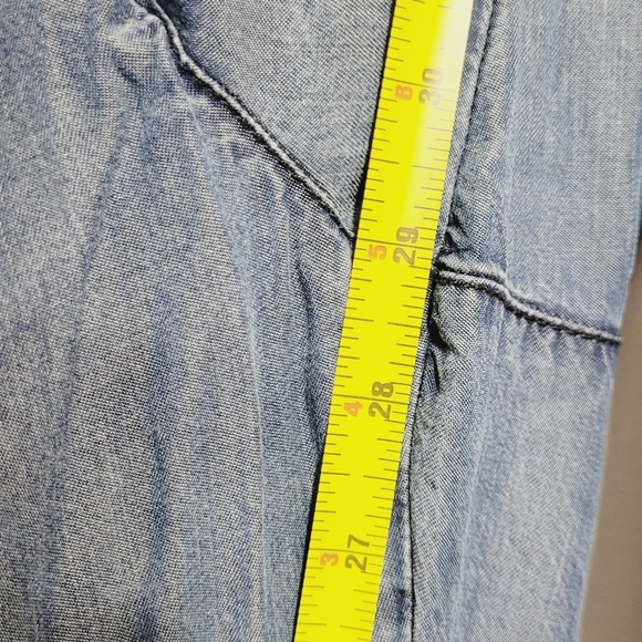 Kenneth Cole Blue Short Sleeve Full Length 1/2 Buttons Drawstring Waist Romper M - Picture 10 of 11